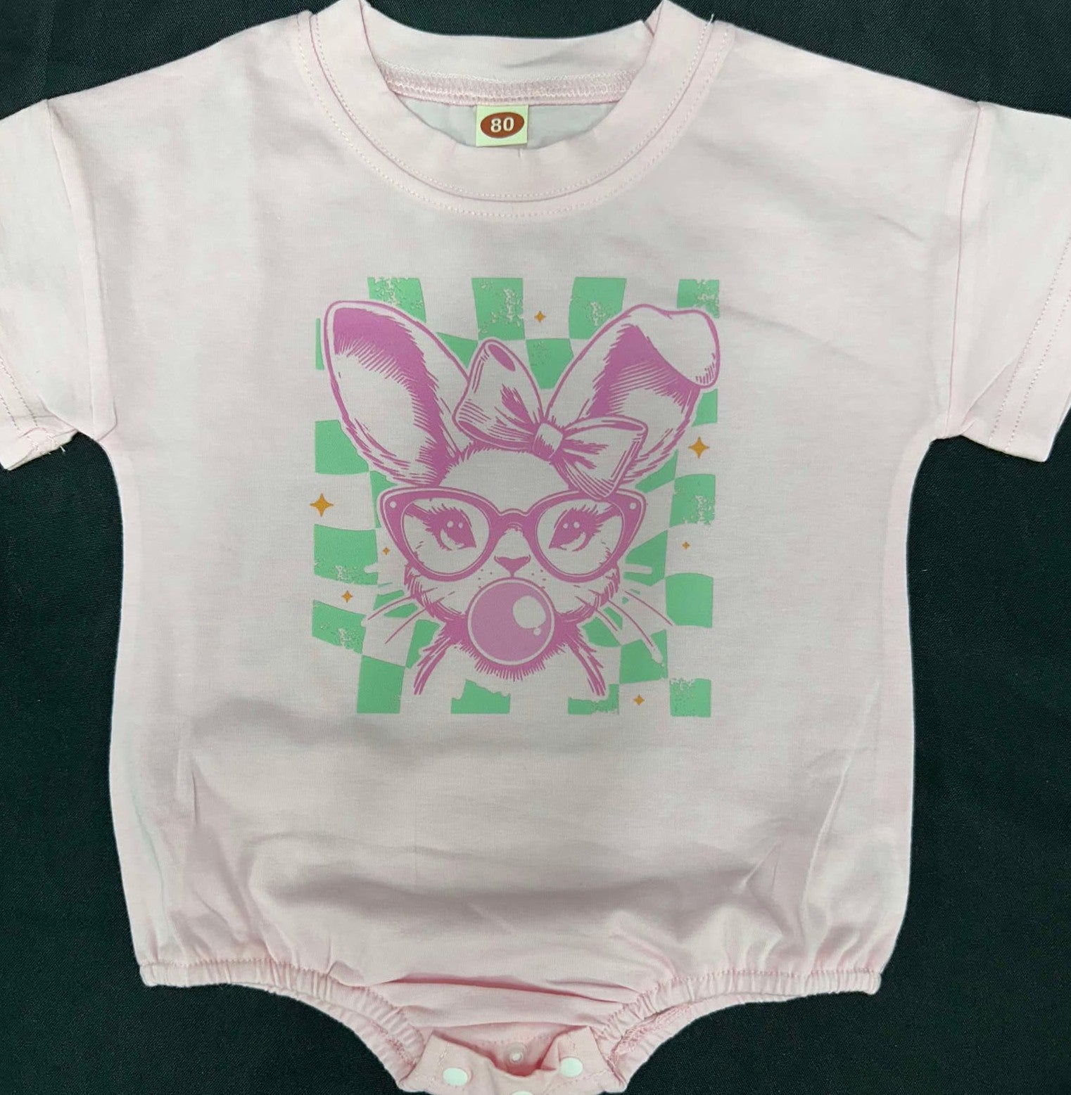 Infant onesie checkered Bunny – Mimzy Doodles