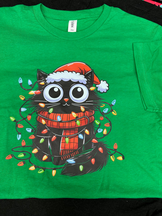 Medium T-shirt with Christmas cat